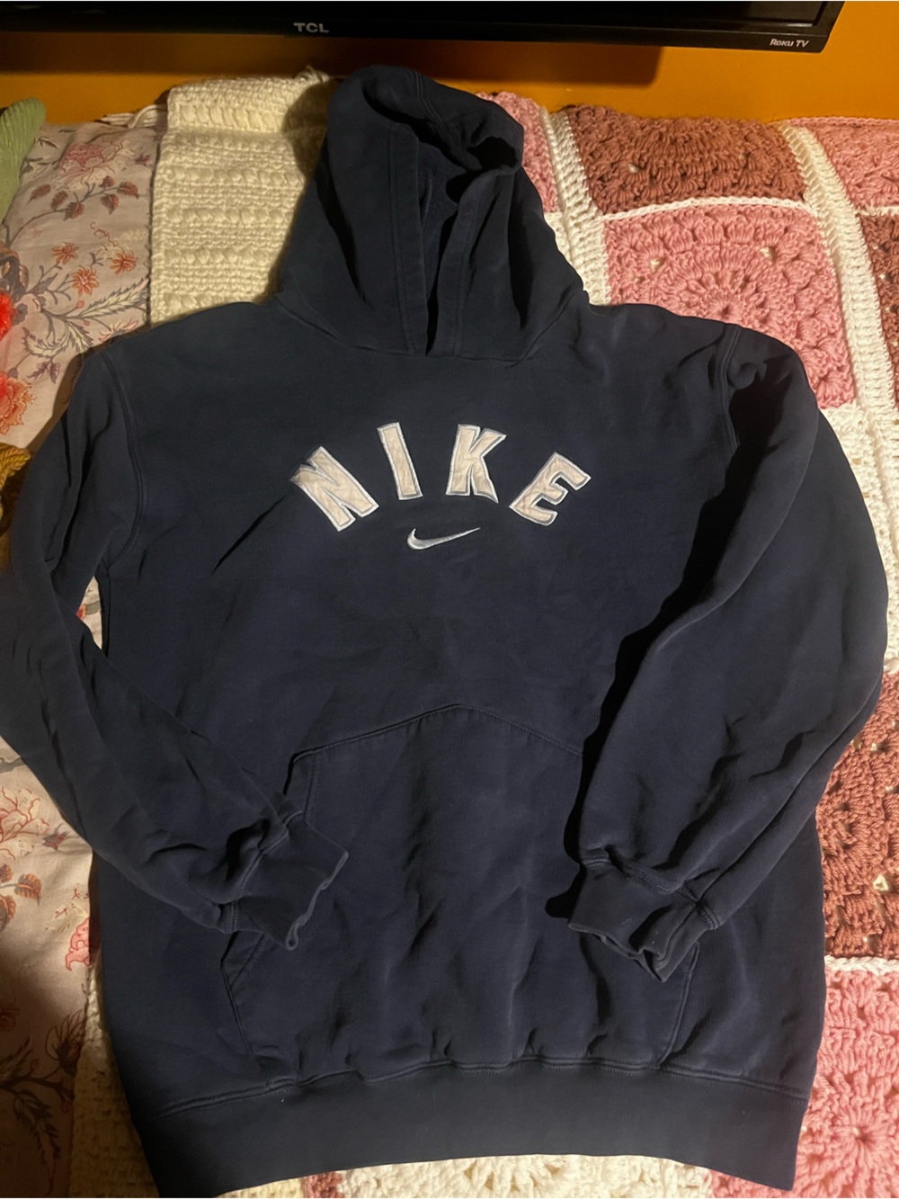 Nike Vintage Dark Navy Zip-Up Sweatshirt with Embroidered Logo
